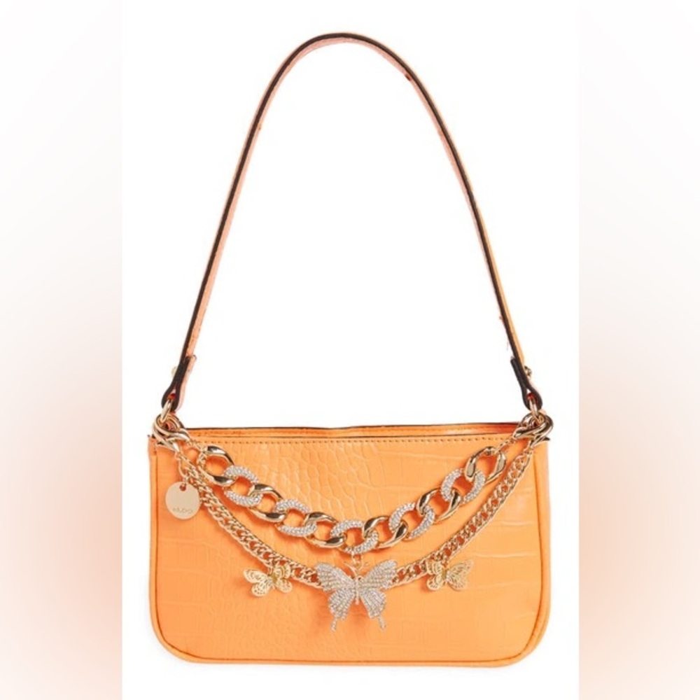 Hot Girl Summer: Orange Shoulder Bag with Gold Embellishments